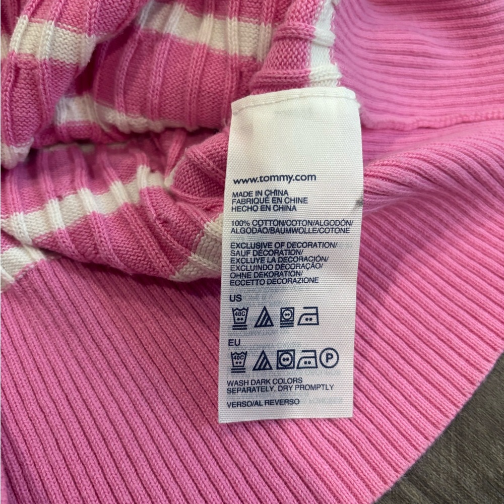 Tommy Hilfiger Pink and White Striped Shirt - Size Medium - Picture 5 of 6